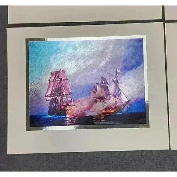 U.S. Ships of 76 Set William Nowland Van Powell Vintage Foil Color-Etched Prints - Picture 4 of 10